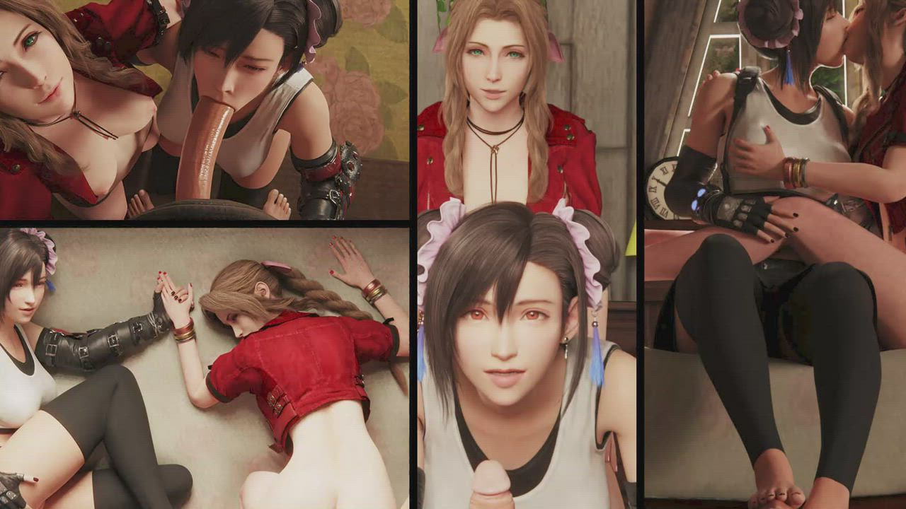 Aerith x Tifa Love Triangle VR (Hentai VR /Auxtasy) [Final Fantasy VII] - free porn video