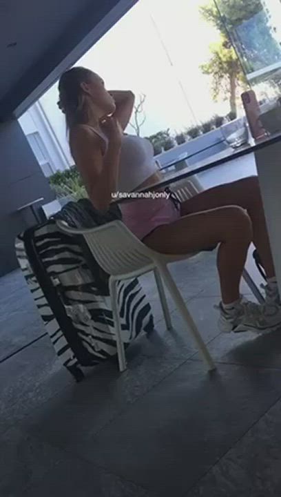 Flasing my boobies during breakfast [OC] [F] [GIF] [00:11] - free porn video
