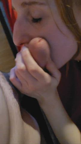 Can you tell how much I love having a dick in front of my face? 😋 - free porn video