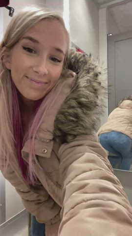 Riding a Dildo in a dressing room! 🛍️ [GIF] - free porn video