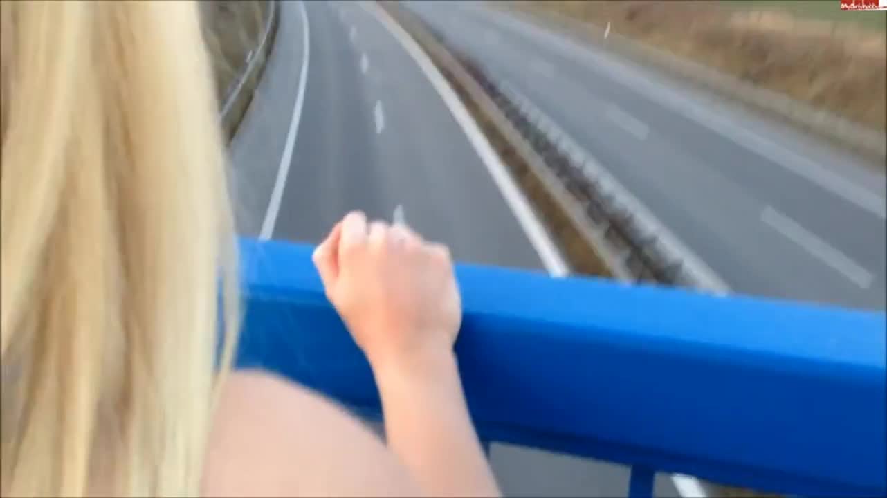 German Crazy Fuck and Cumshot on Public Highway Bridge - free porn video