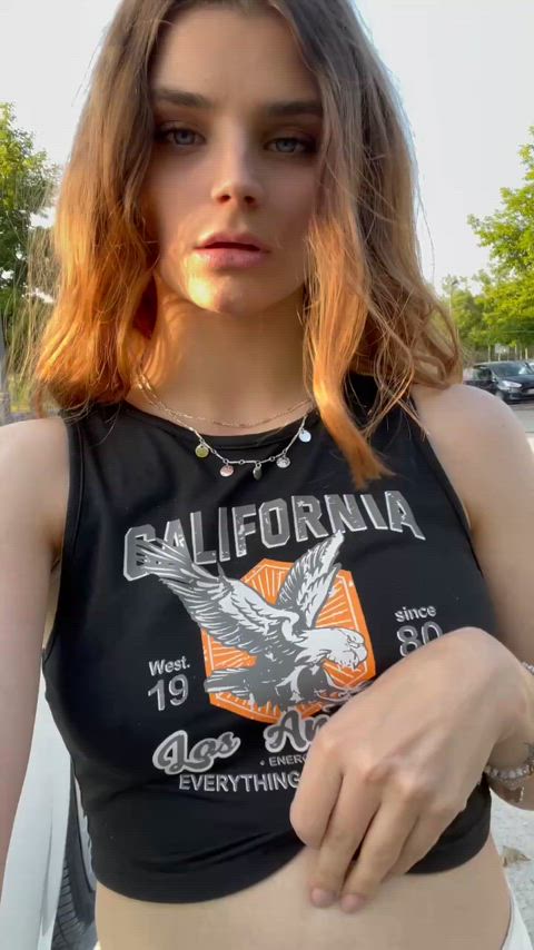 hopefully the people behind me didn’t saw me flashing my teen tits… - free porn video