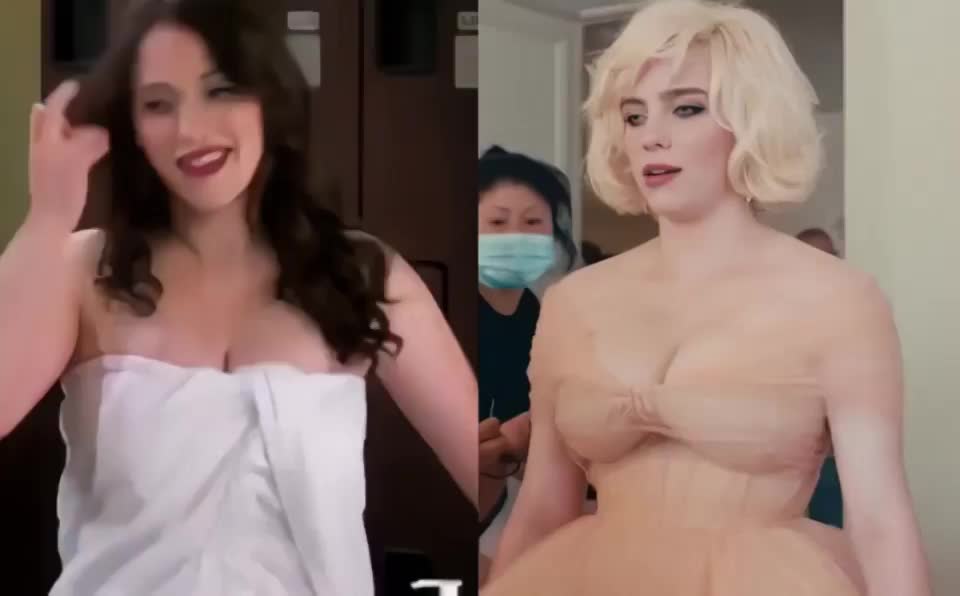 Big natural tits battle: Kat Dennings vs Billie Eilish - free porn video