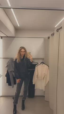 The dressing rooms with curtains always scare me [GIF] - free porn video
