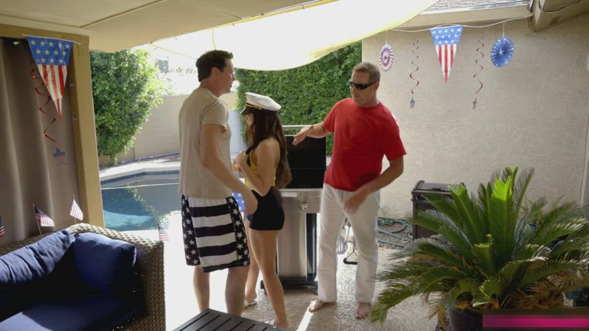Step Daughter Joins Stepdad & His Friend's Daughter At Barbeque Party - free porn video