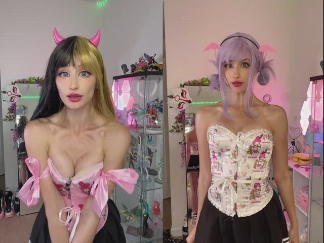 Which twin does ahegao better? - free porn video
