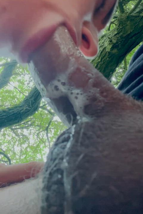 I got horny on our hike so I sucked his dick on thetrail - free porn video