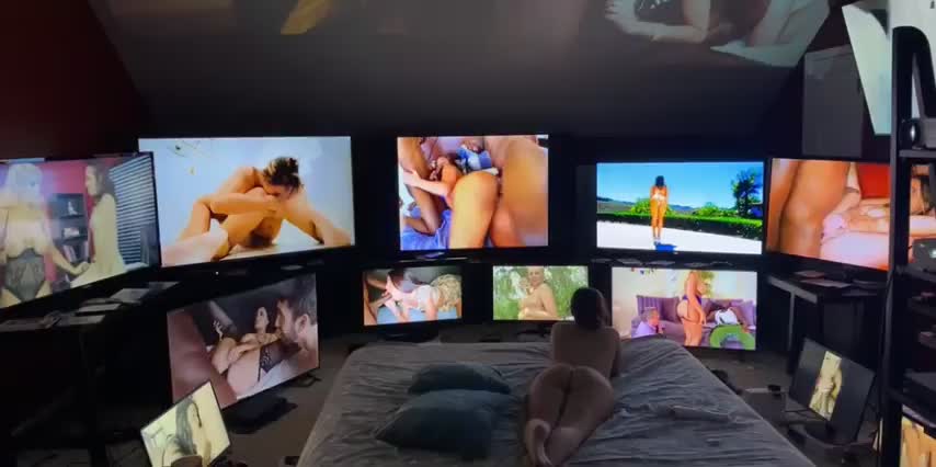 Having my ass ate by this big booty Goonette while watching all this porn is the best way to spend a day! 😈 - free porn video
