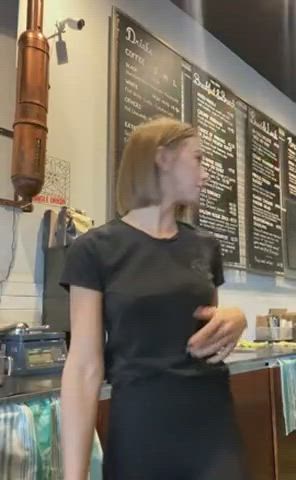 Barista flashing at Starbucks - free porn video