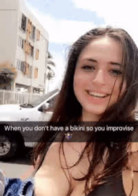 When you don't have a bikini so you improvise - free porn video