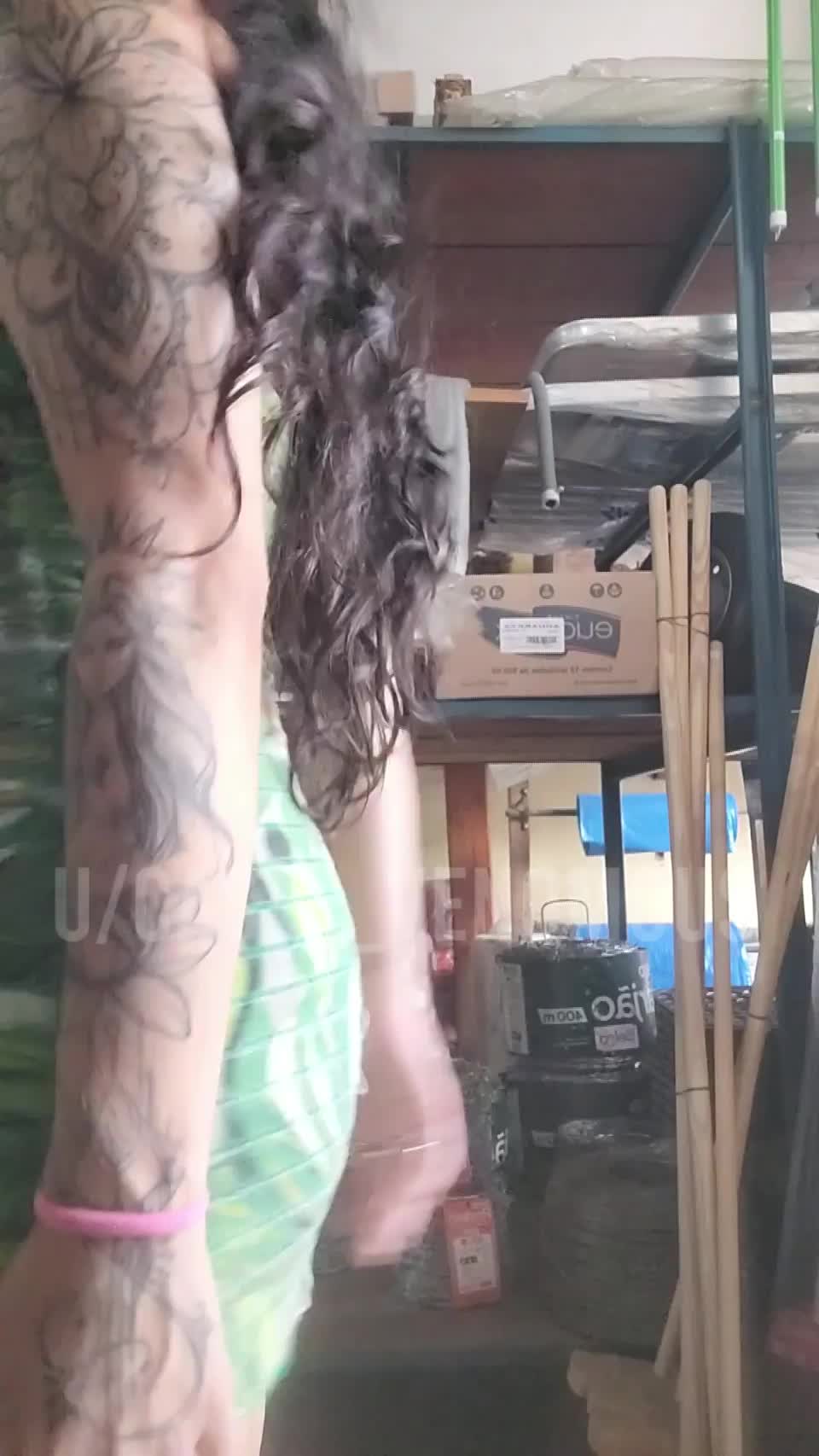 [GIF] Flashing tits, ass and pussy on the hardware store - free porn video