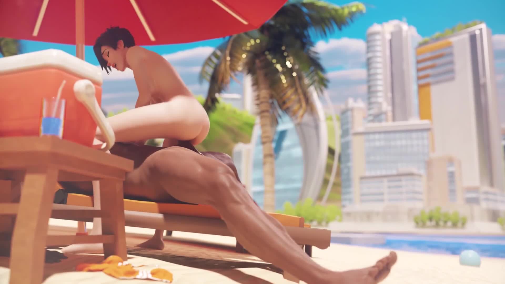 Tracer At The Beach (Kreamu) [Overwatch] - free porn video