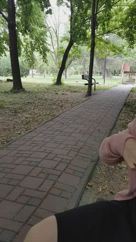 Sexy skirt flasking my pussy and boobs in a park - free porn video