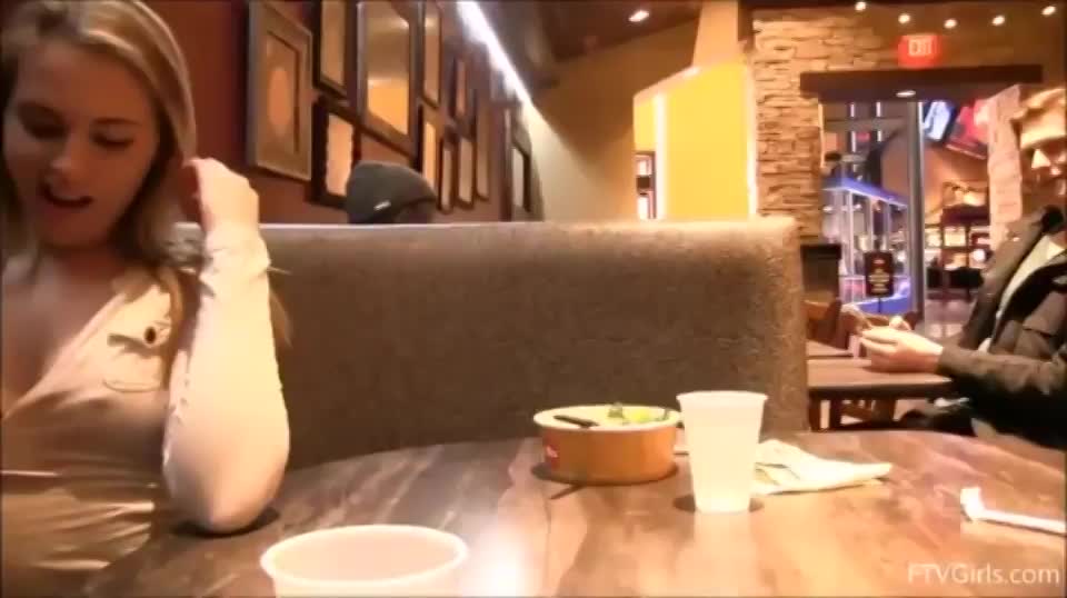 Breast Sucking At A Restaurant - free porn video